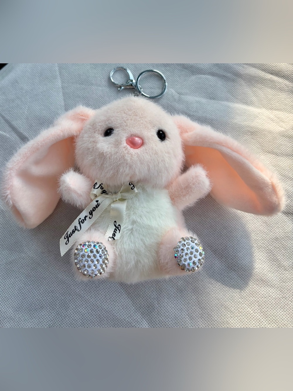NIP Cute Bunny bag charm/backpack charm/diaper bag charm/key chain w/rhinestones - Picture 5 of 5